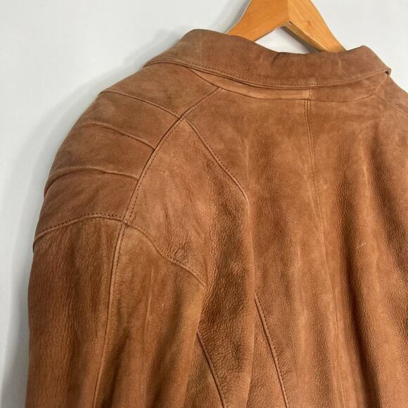 Adventure Bound Wilsons Suede Leather Insulated Mid Trench Coat Jacket Tan Men - Picture 16 of 16